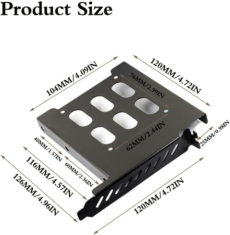 KOOBOOK 2Pcs 2.5" to 3.5" Hard Drive Tray Sturdy Holder Easy Install PCI SSD HDD Mounting Bracket with Wear Resistant Features for Hard Drive Conversion - Image 2